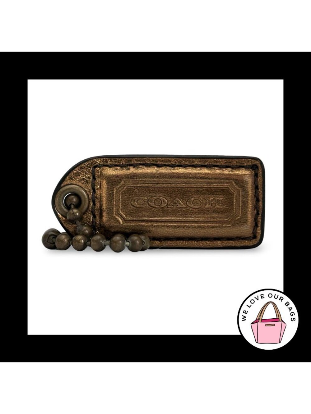 Special Edition 2004 COACH Y2K VINTAGE Hang Tag Gold Leather Bag Charm Fob Brass